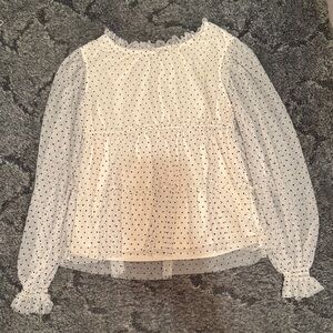 Elegant White Polka Dot Girls Top